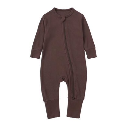 Long-Sleeve Ribbed Bamboo Pajama Romper