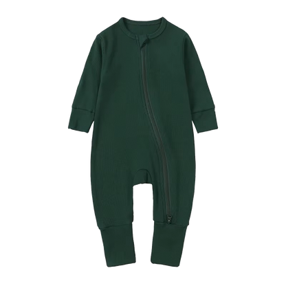 Long-Sleeve Ribbed Bamboo Pajama Romper