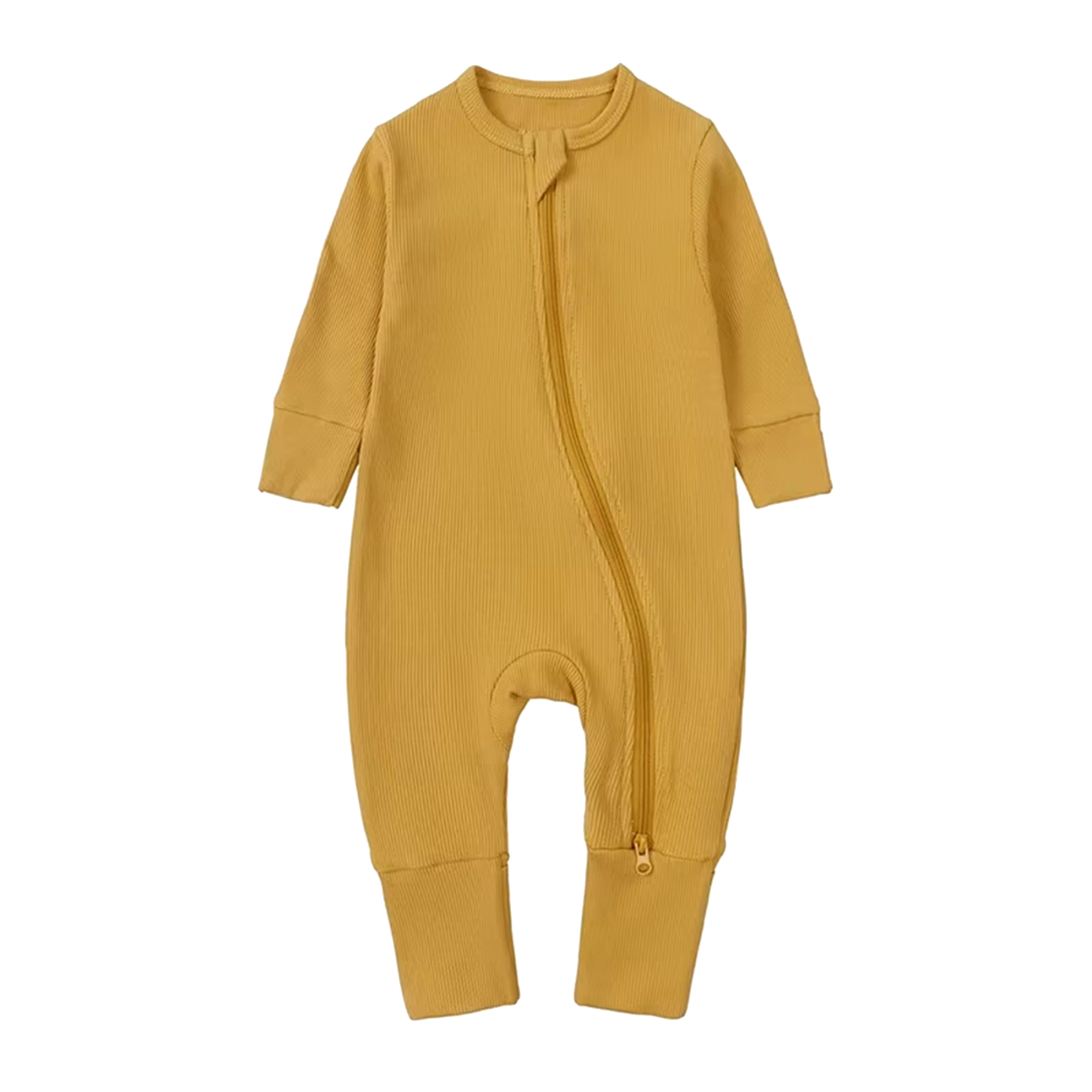 Long-Sleeve Ribbed Bamboo Pajama Romper