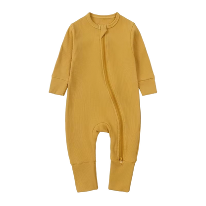 Long-Sleeve Ribbed Bamboo Pajama Romper