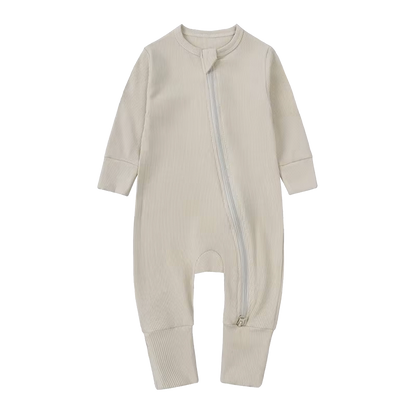 Long-Sleeve Ribbed Bamboo Pajama Romper