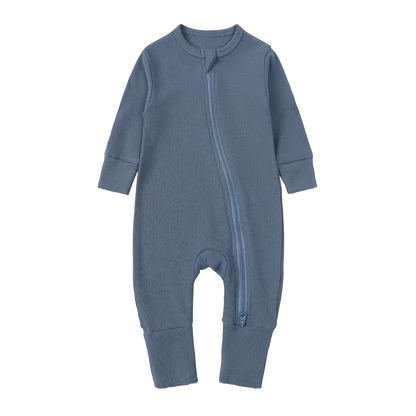 Long-Sleeve Ribbed Bamboo Pajama Romper