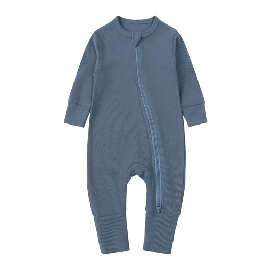 Long-Sleeve Ribbed Bamboo Pajama Romper