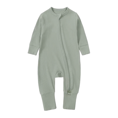 Long-Sleeve Ribbed Bamboo Pajama Romper