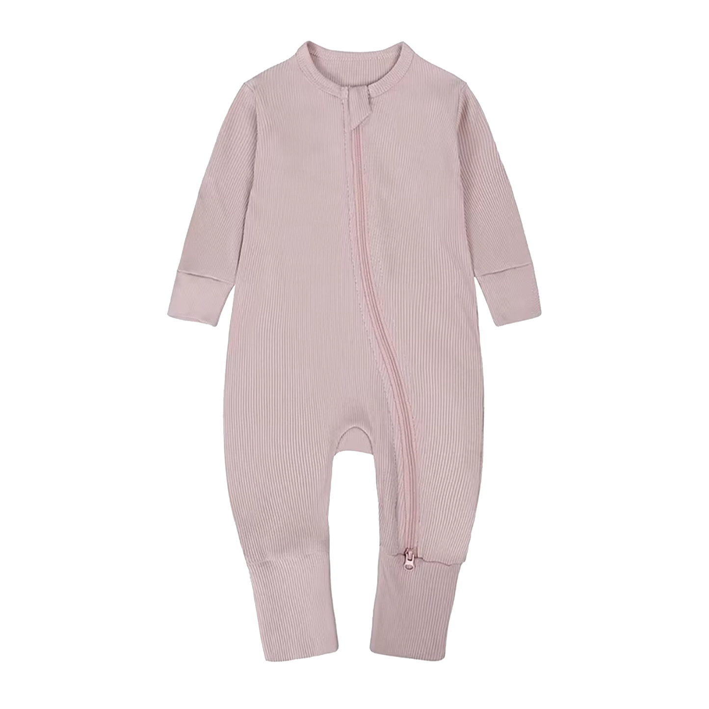 Long-Sleeve Ribbed Bamboo Pajama Romper