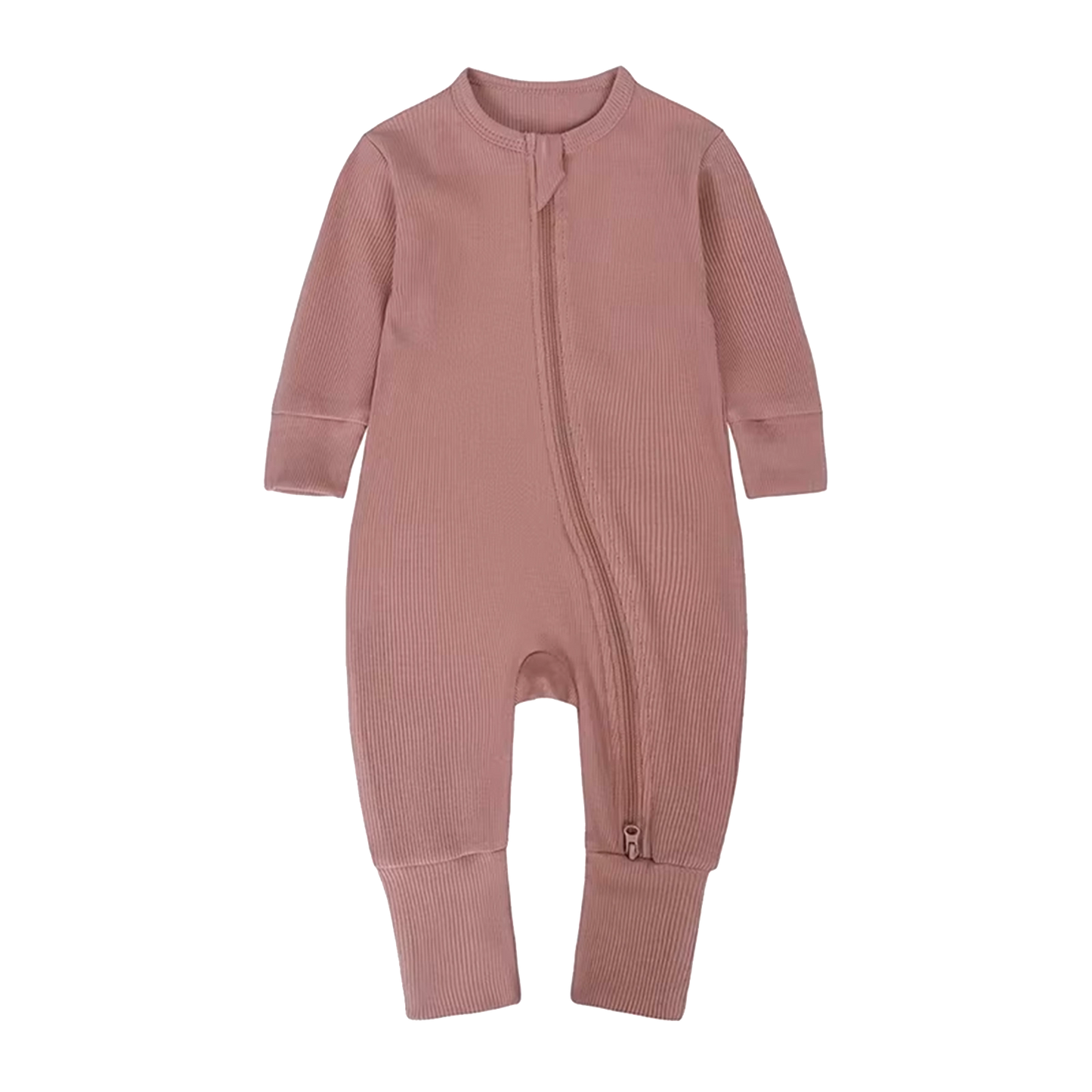 Long-Sleeve Ribbed Bamboo Pajama Romper