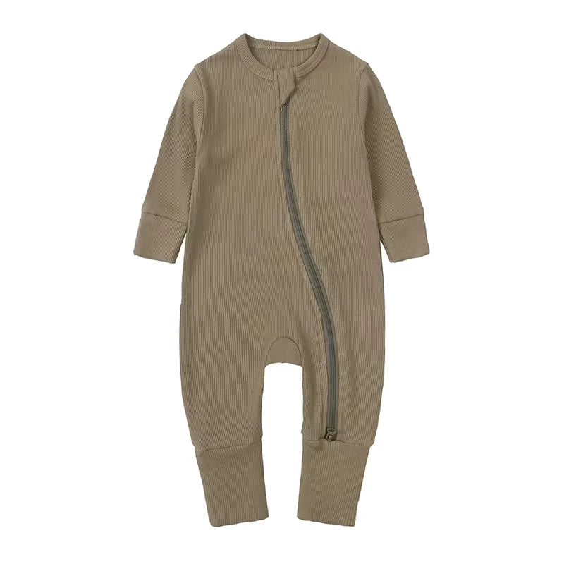 Long-Sleeve Ribbed Bamboo Pajama Romper