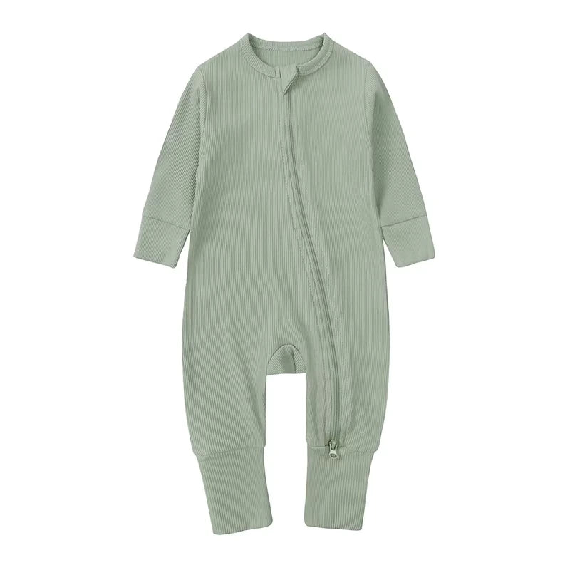 Long-Sleeve Ribbed Bamboo Pajama Romper