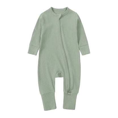 Long-Sleeve Ribbed Bamboo Pajama Romper