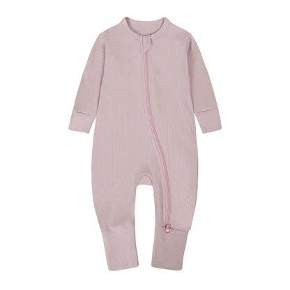 Long-Sleeve Ribbed Bamboo Pajama Romper