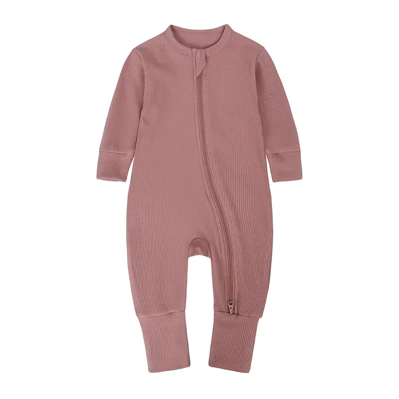 Long-Sleeve Ribbed Bamboo Pajama Romper