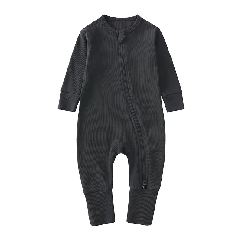 Long-Sleeve Ribbed Bamboo Pajama Romper