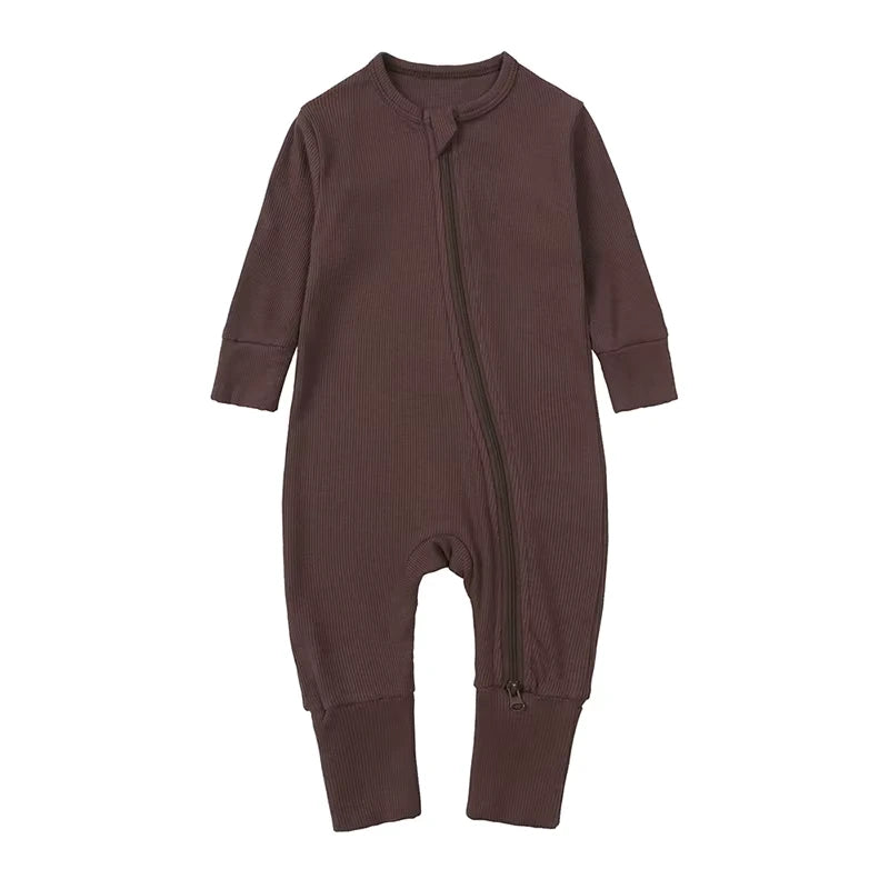 Long-Sleeve Ribbed Bamboo Pajama Romper