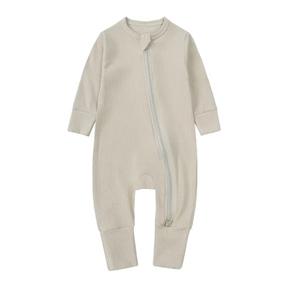 Long-Sleeve Ribbed Bamboo Pajama Romper