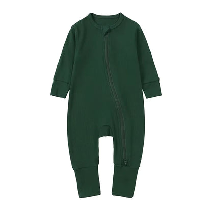 Long-Sleeve Ribbed Bamboo Pajama Romper