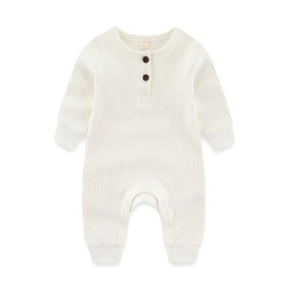 Long-Sleeve Ribbed Cotton Pajama Romper