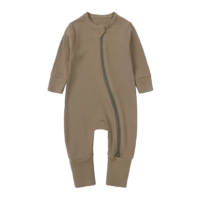 Long-Sleeve Ribbed Bamboo Pajama Romper