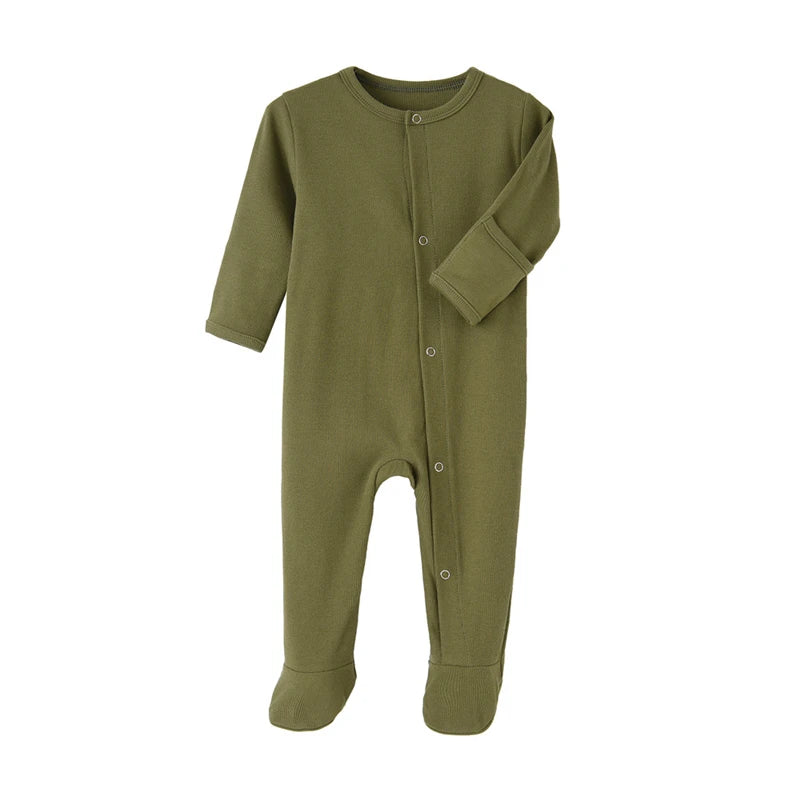 Long-Sleeve Organic Cotton Pajama Romper with Footies