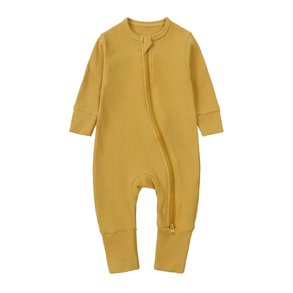 Long-Sleeve Ribbed Bamboo Pajama Romper